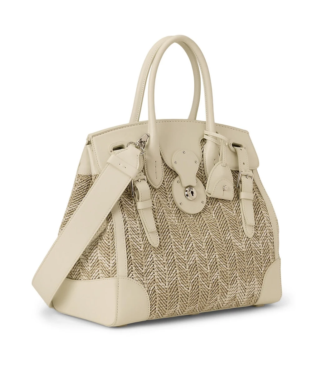 Сумка из джутовой смеси Soft Ricky 33 Herringbone Ralph Lauren Collection 435977803001, бежевый цвет • Купить в интернет-магазине Kameron