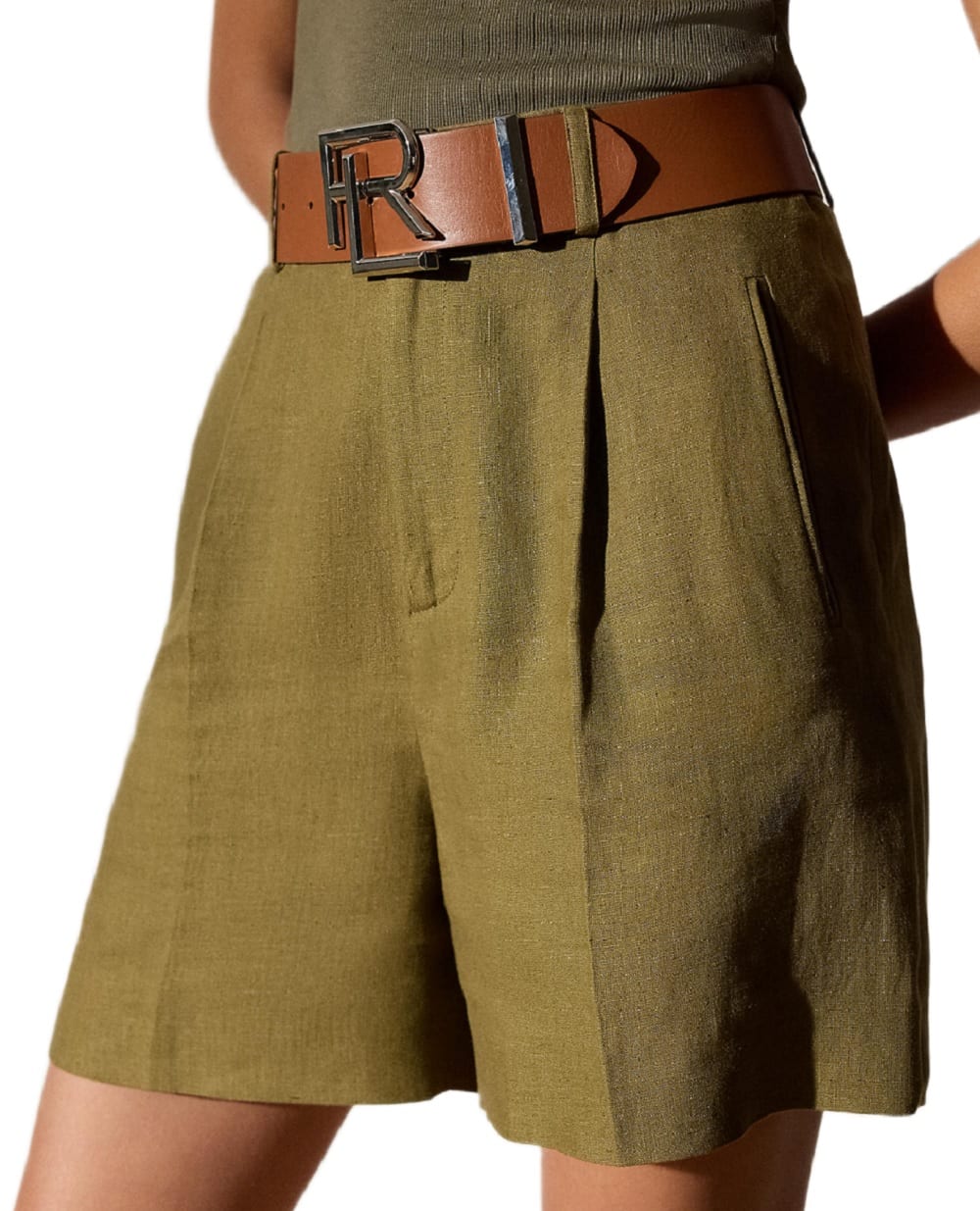 Льняные шорты Ralph Lauren Collection 290955060005, зеленый цвет • Купить в интернет-магазине Kameron