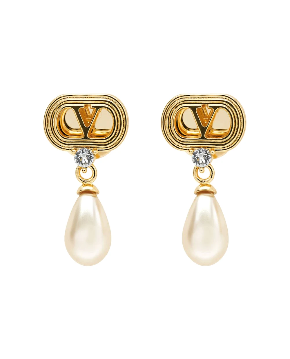 Сережки з перлами та кристалами Swarovski Valentino 9W2J0BG8QVS, золотий колір • Купити в інтернет-магазині Kameron