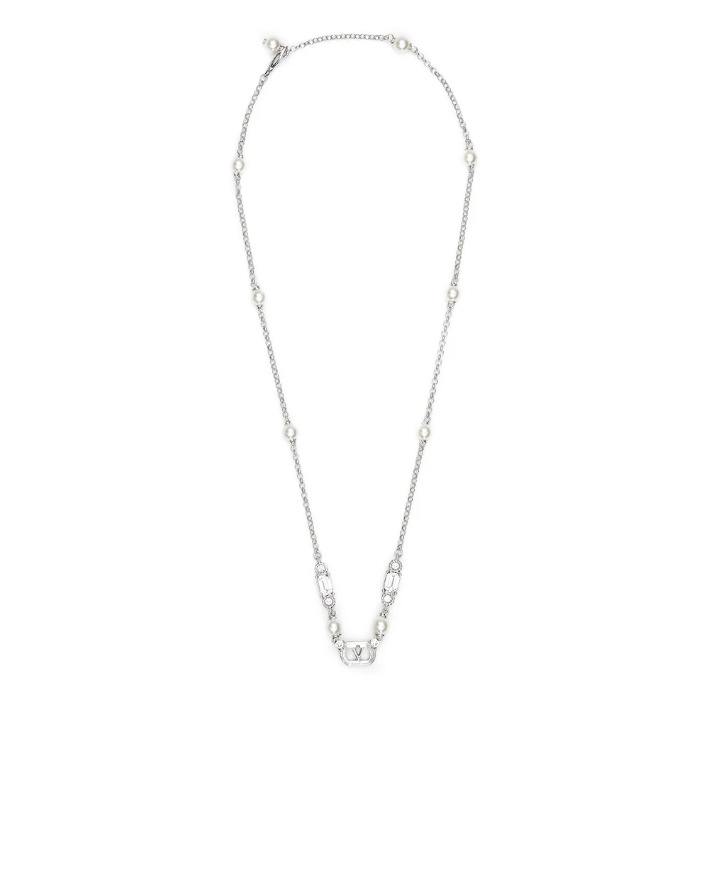 Подвеска VLogo с жемчугом и кристаллами Swarovski Valentino 9W2J0BH0WKD, серебряный цвет • Купить в интернет-магазине Kameron