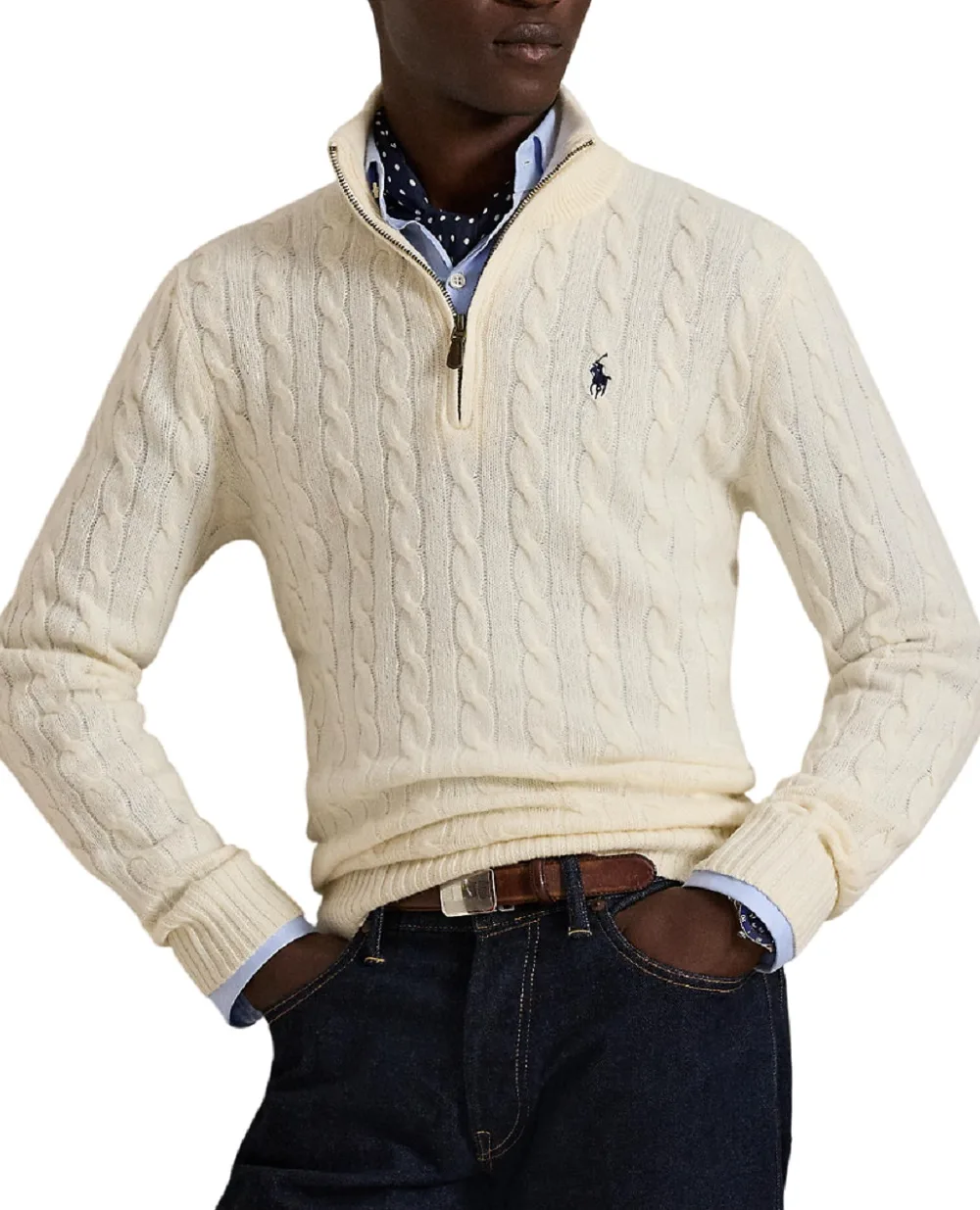Свитер из шерсти и кашемира Polo Ralph Lauren 710876766001, кремовый цвет • Купить в интернет-магазине Kameron