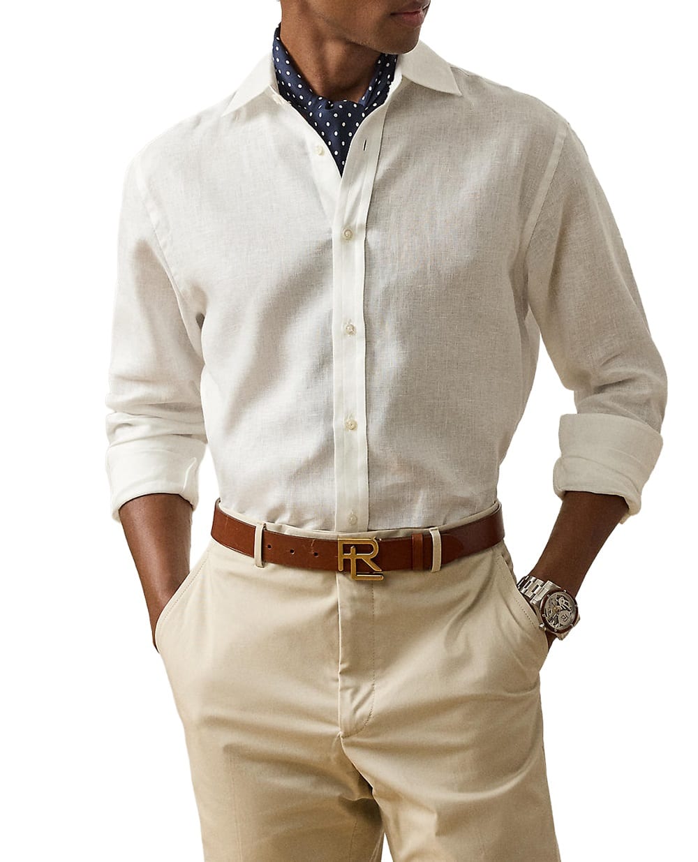 Льняная рубашка Ralph Lauren Purple Label 790977153003, белый цвет • Купить в интернет-магазине Kameron
