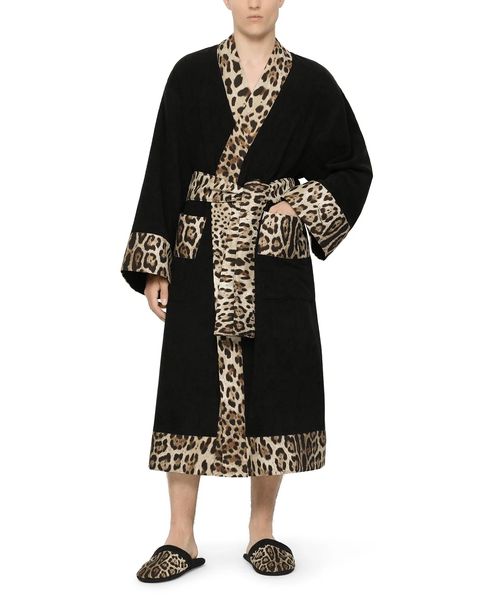 Тапочки из махрового хлопка Dolce&Gabbana TCF001-TCAGW, черный цвет • Купить в интернет-магазине Kameron