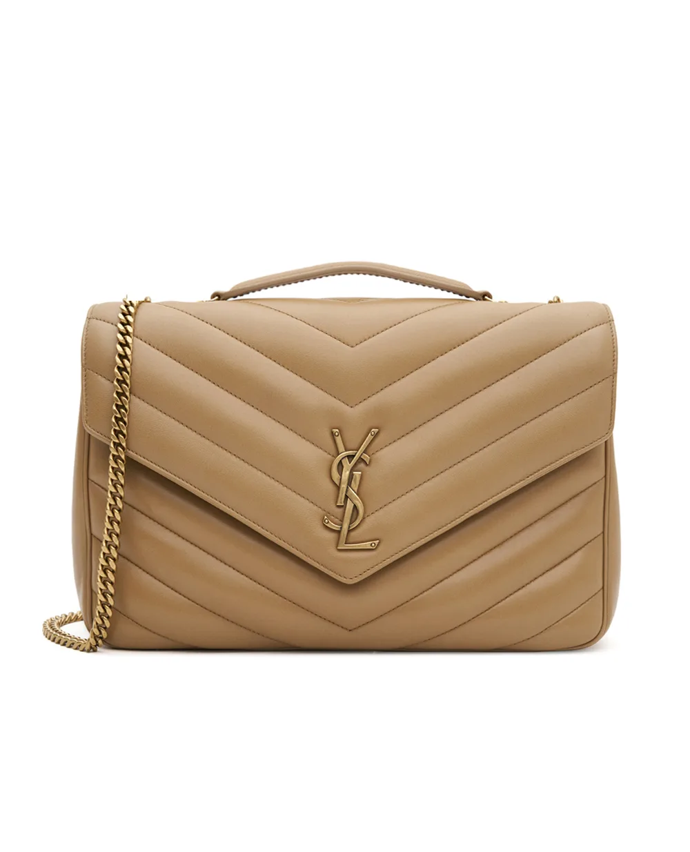 Сумка зі шкіри Loulou Large Saint Laurent 803541-AAEAX, бежевий колір • Купити в інтернет-магазині Kameron
