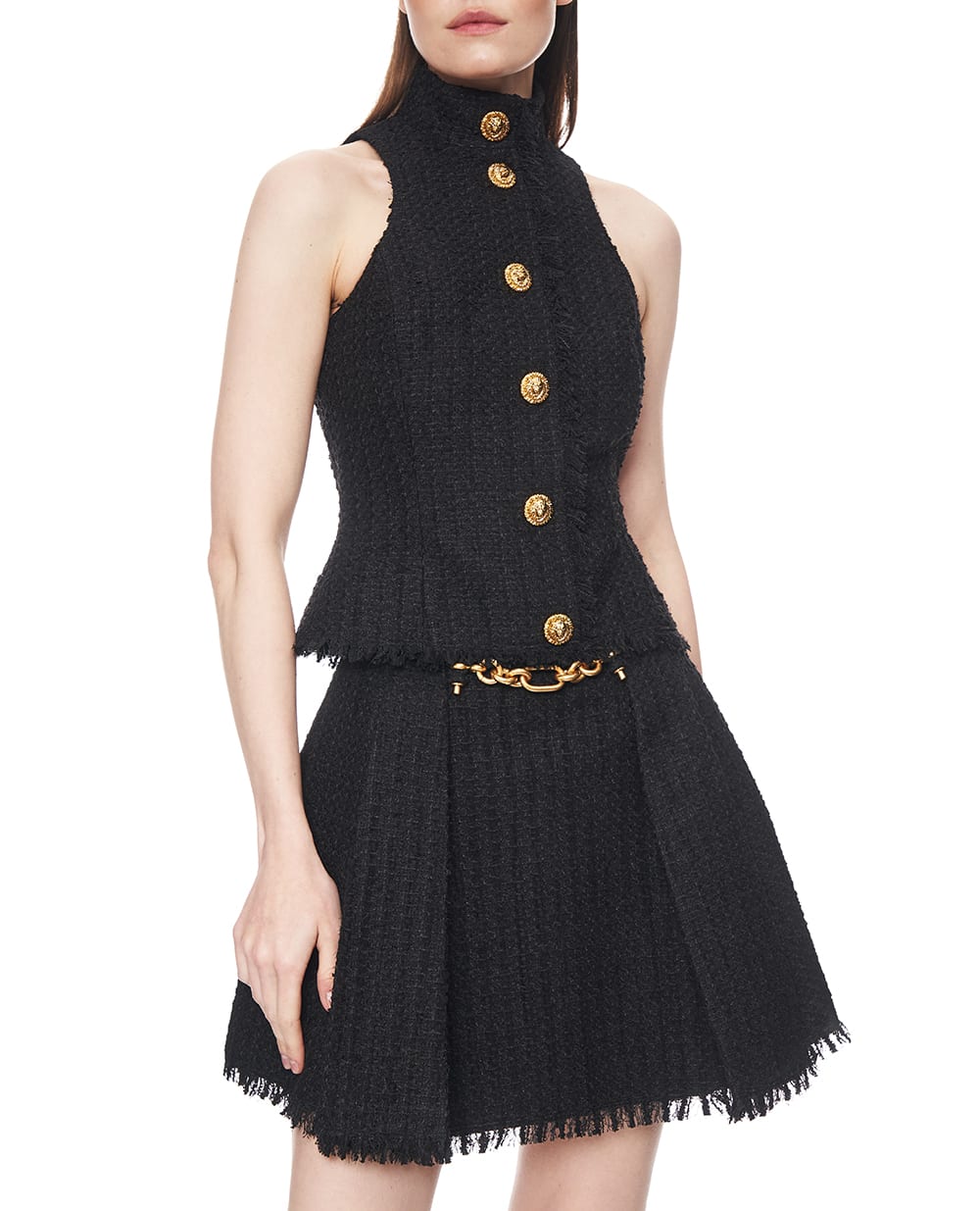 Топ из твида Balmain GF1AE185XL81, черный цвет • Купить в интернет-магазине Kameron