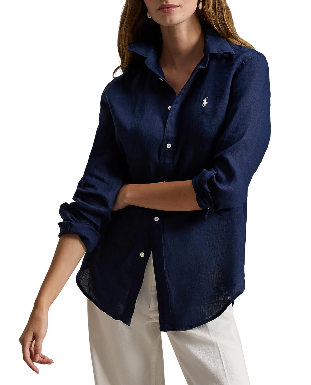 Льняная рубашка Polo Ralph Lauren 211970730519, синий цвет • Купить в интернет-магазине Kameron