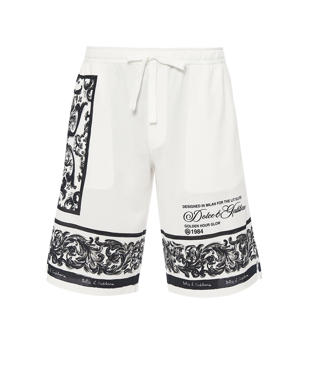 Шорты с принтом Майолика (костюм) Dolce&Gabbana GV37AT-II7HN, белый цвет • Купить в интернет-магазине Kameron