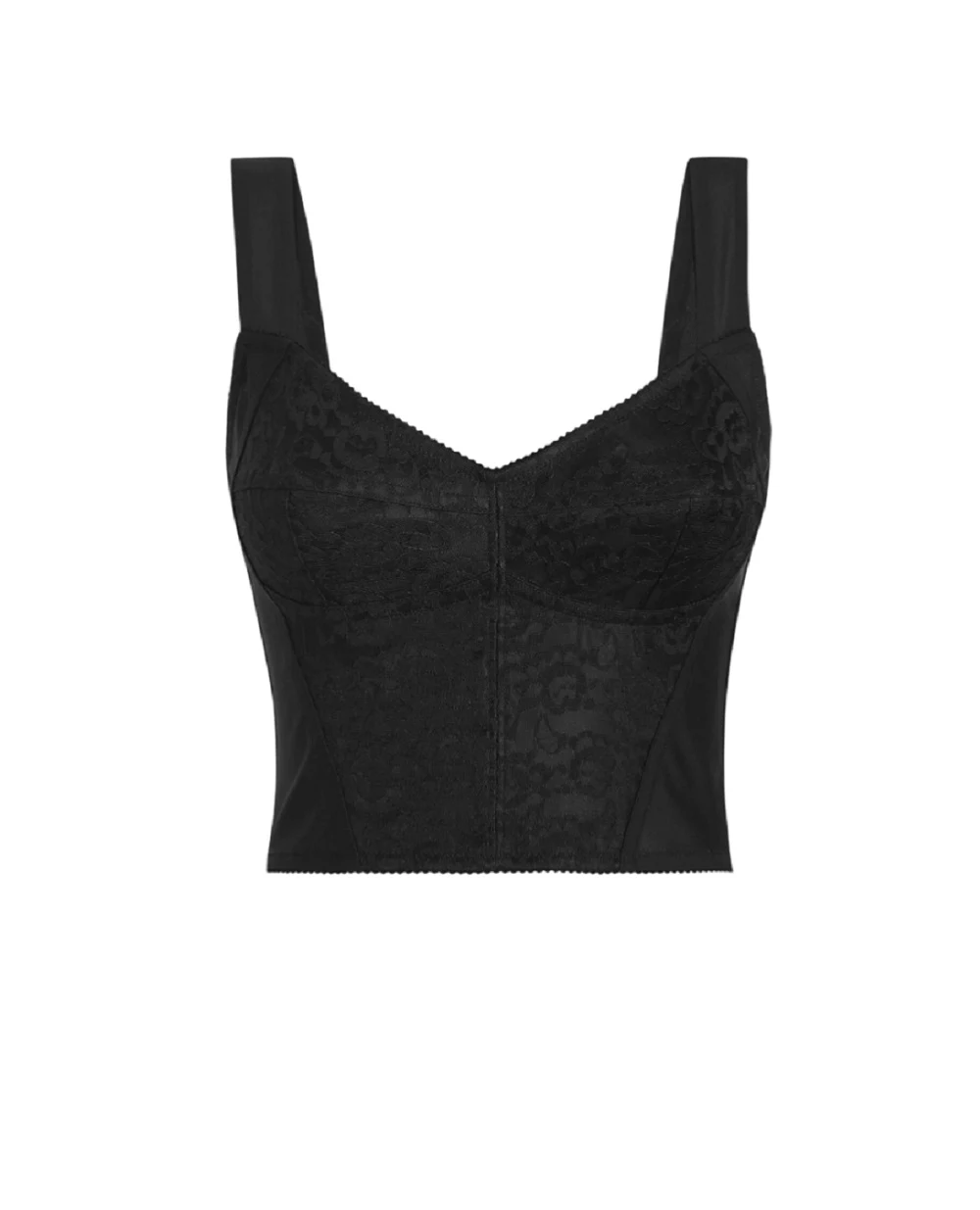 Бюстье из корсетной жаккардовой ткани и кружева Dolce&Gabbana F7T19T-GDCLQ, черный цвет • Купить в интернет-магазине Kameron