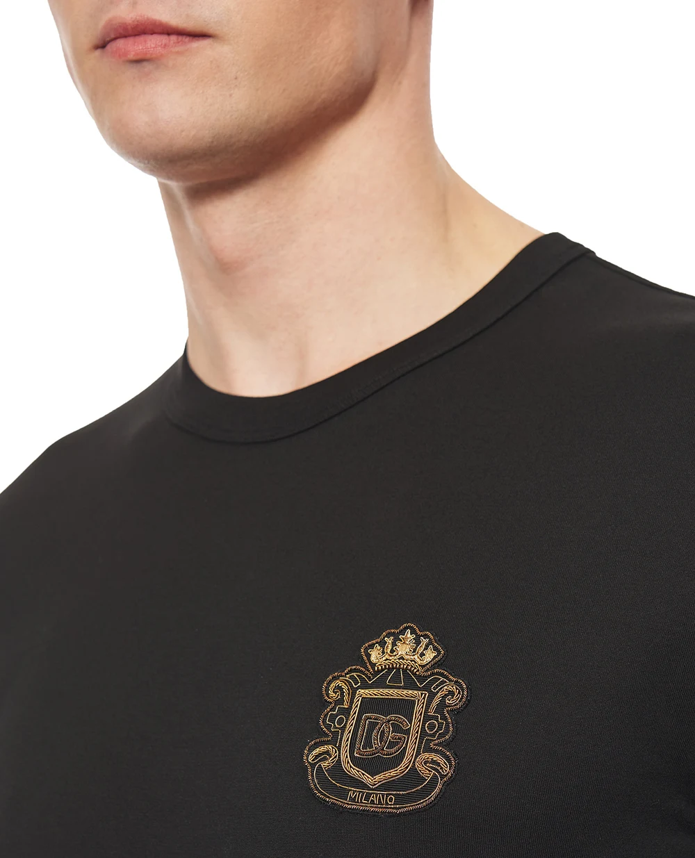 Футболка с геральдической аппликацией Dolce&Gabbana G8PT1Z-G7PZU, черный цвет • Купить в интернет-магазине Kameron
