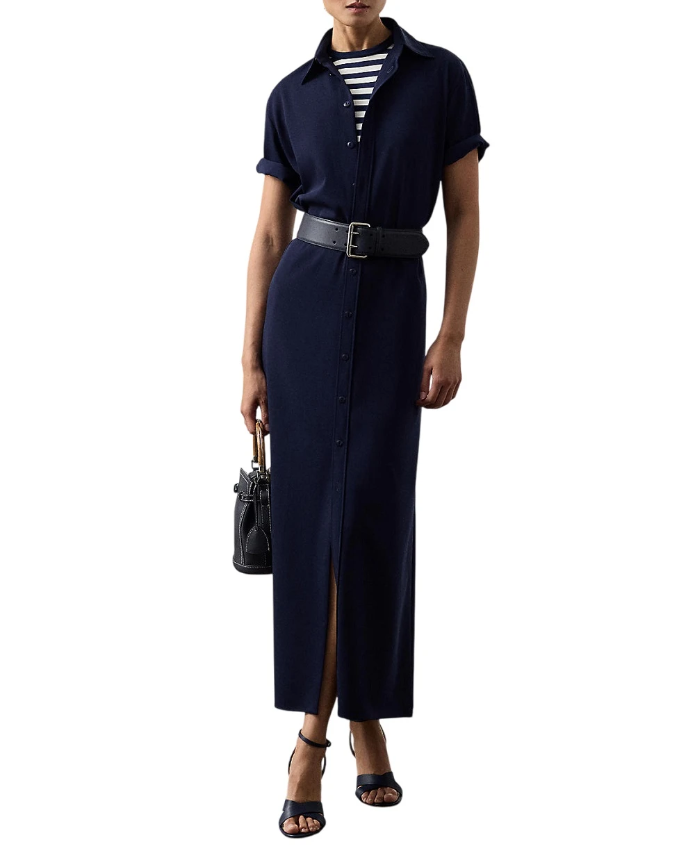 Платье-рубашка Carol из шерсти Ralph Lauren Collection 290P10063001, темно-синий цвет • Купить в интернет-магазине Kameron