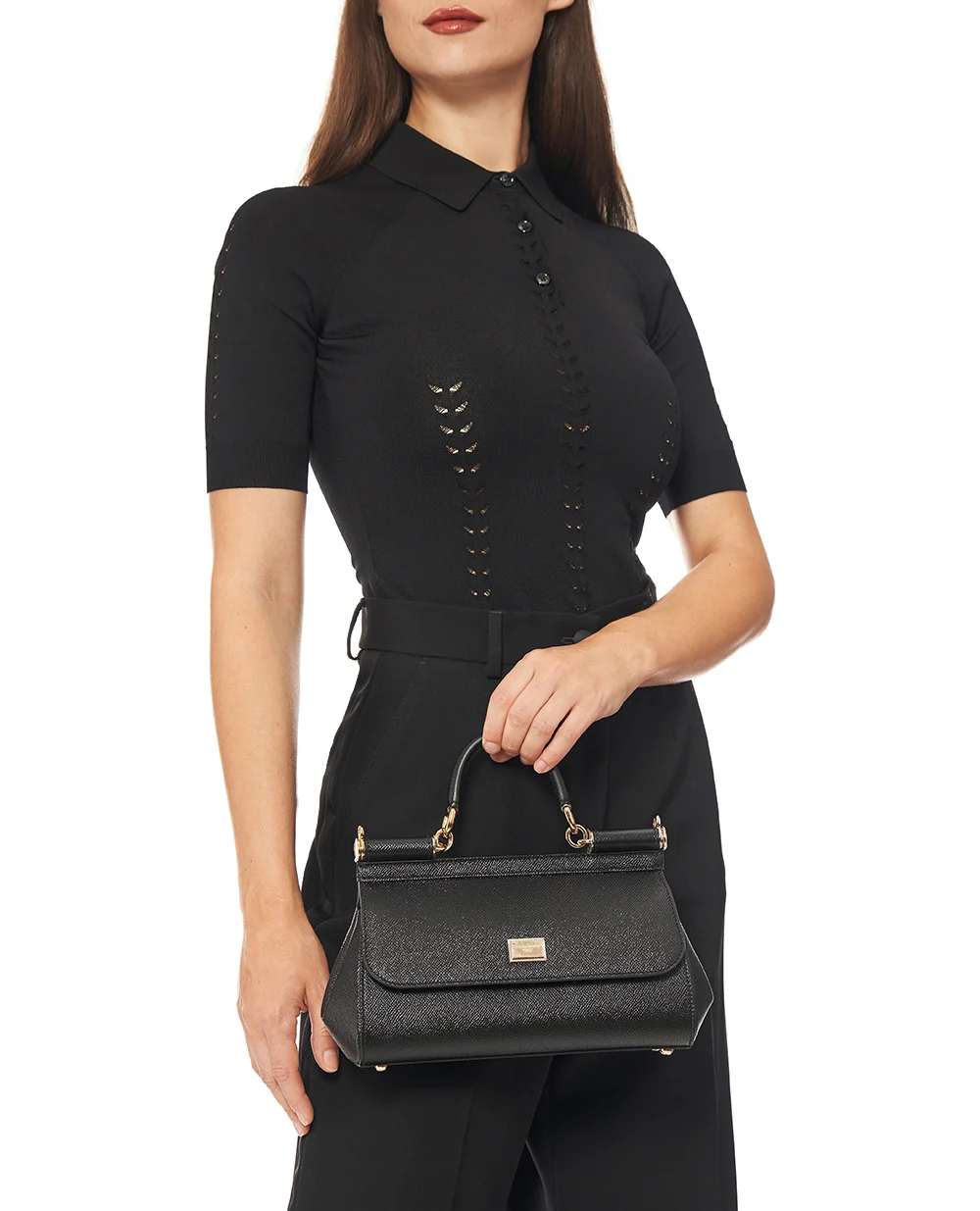 Кожаная сумка Sicily Dolce&Gabbana BB7652-B1001, черный цвет • Купить в интернет-магазине Kameron