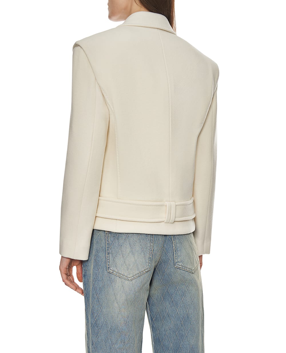 Укороченный кашемировый жакет Balmain FF1UA095WB50, белый цвет • Купить в интернет-магазине Kameron