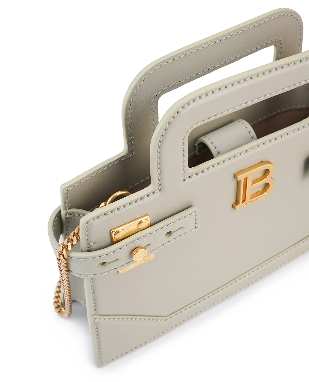 Кожаная сумка B-Buzz Top Handle Small Balmain DN0KJ931LSLX, оливковый цвет • Купить в интернет-магазине Kameron