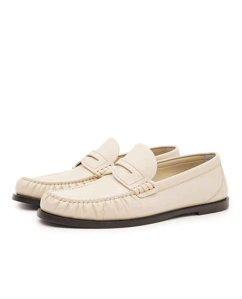 Лофери LAURENT із телячої шкіри Saint Laurent 820648-AAELH, бежевий колір • Купити в інтернет-магазині Kameron