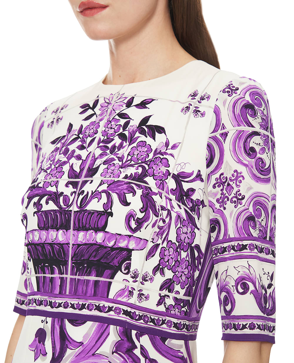 Платье из шелка Dolce&Gabbana F6EAJT-HPAEL, фиолетовый цвет • Купить в интернет-магазине Kameron