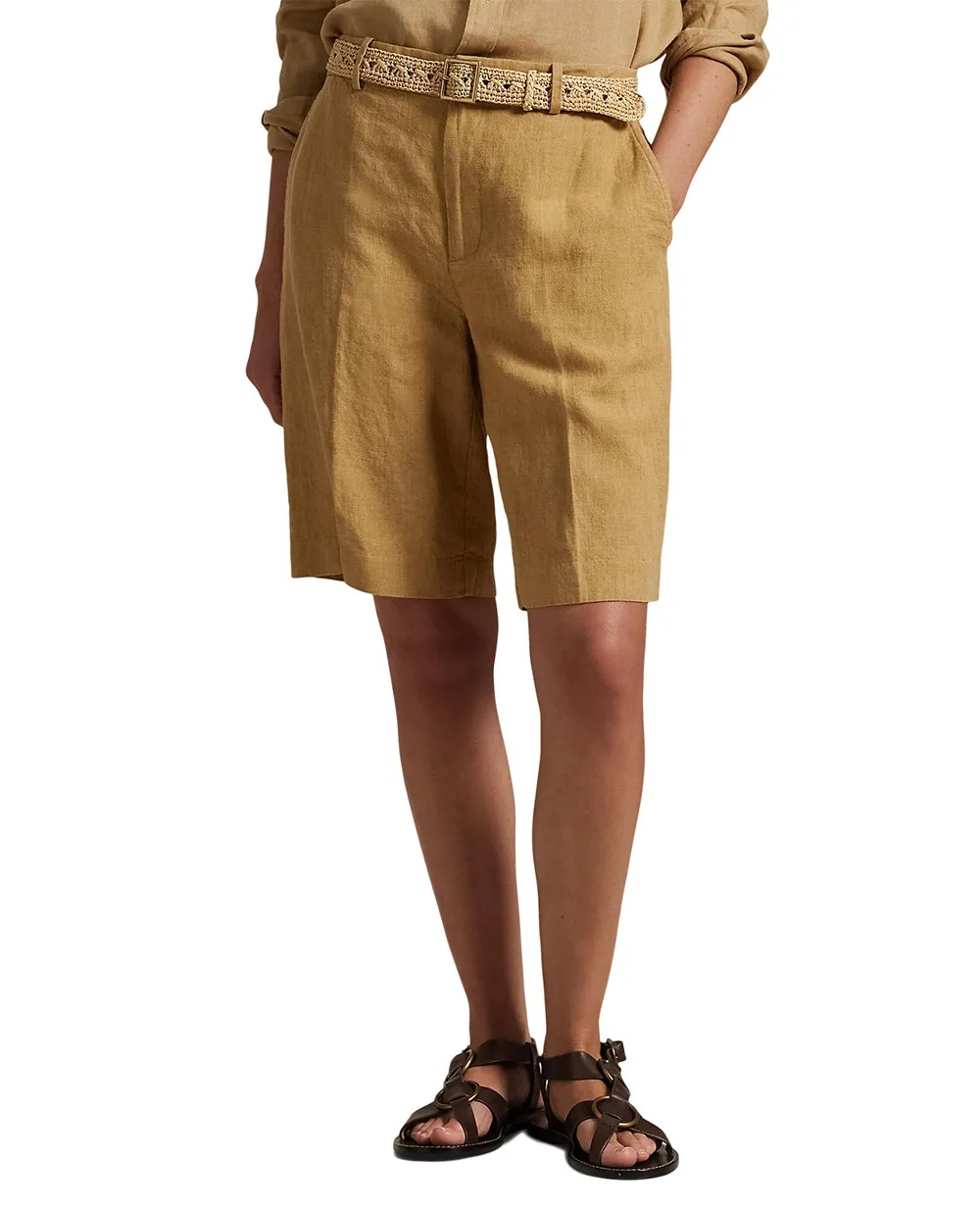 Льняные шорты Polo Ralph Lauren 211965032001, коричневый цвет • Купить в интернет-магазине Kameron