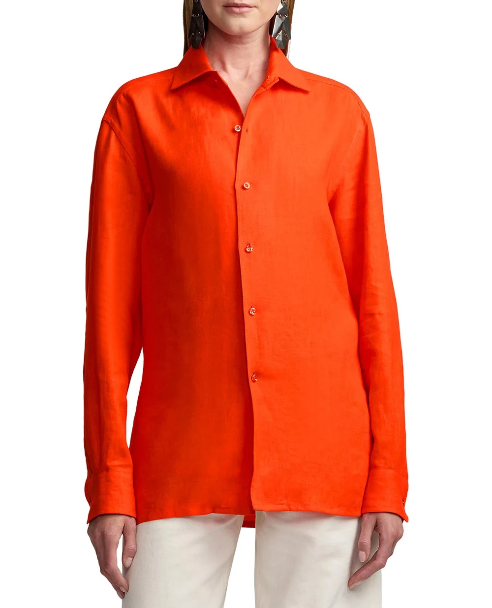 Льняная рубашка Ralph Lauren Collection 290966481001, оранжевый цвет • Купить в интернет-магазине Kameron