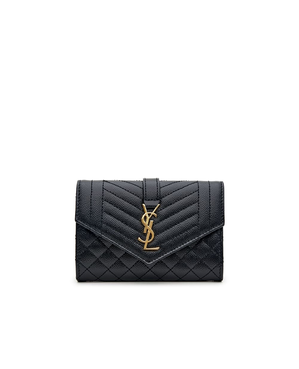 Кожаный кошелек Saint Laurent 651026-BOW91, черный цвет • Купить в интернет-магазине Kameron