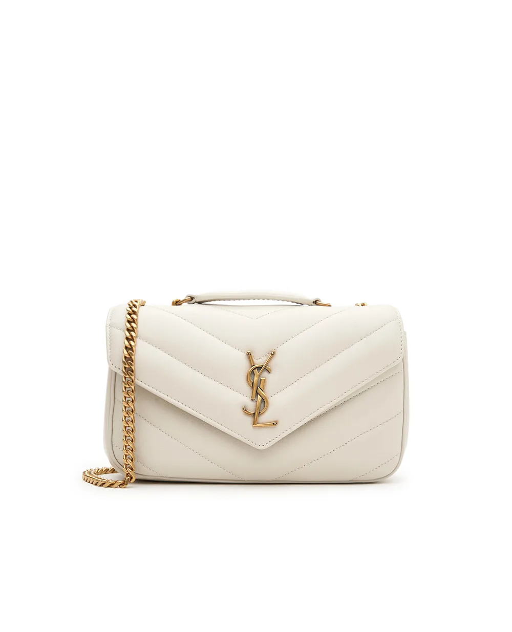 Сумка из кожи Loulou Small Saint Laurent 801437-AAEAX, светло-бежевый цвет • Купить в интернет-магазине Kameron