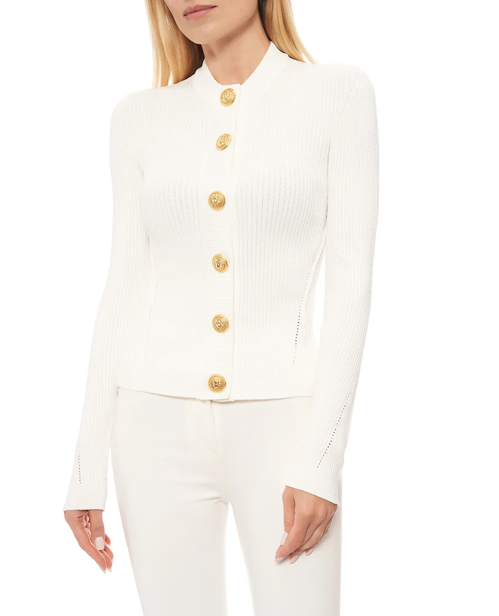 Кардиган Balmain FF0KL191KJ15, белый цвет • Купить в интернет-магазине Kameron