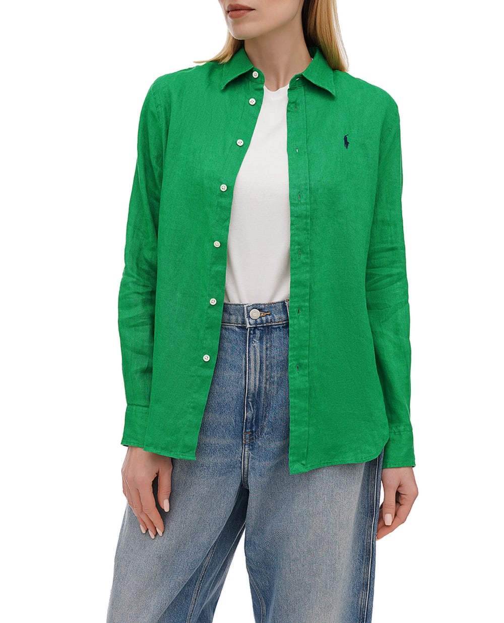 Льняная рубашка Polo Ralph Lauren 211970730009, зеленый цвет • Купить в интернет-магазине Kameron