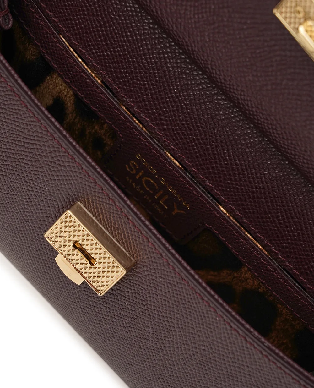 Кожаная сумка Sicily Small Dolce&Gabbana BB7116-B1001, бордовый цвет • Купить в интернет-магазине Kameron