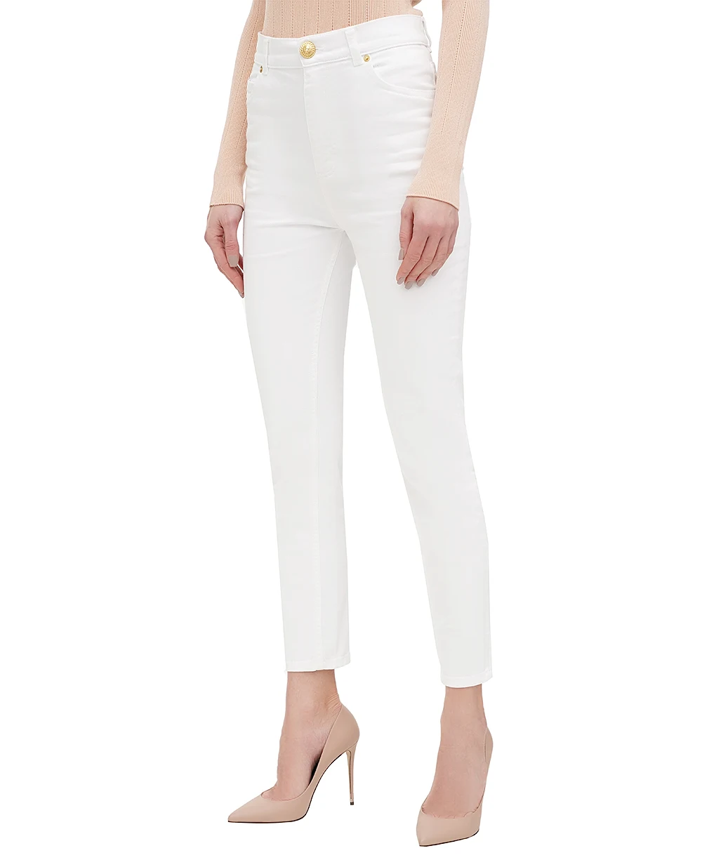 Джинси Balmain EF1MG009DB69, білий колір • Купити в інтернет-магазині Kameron