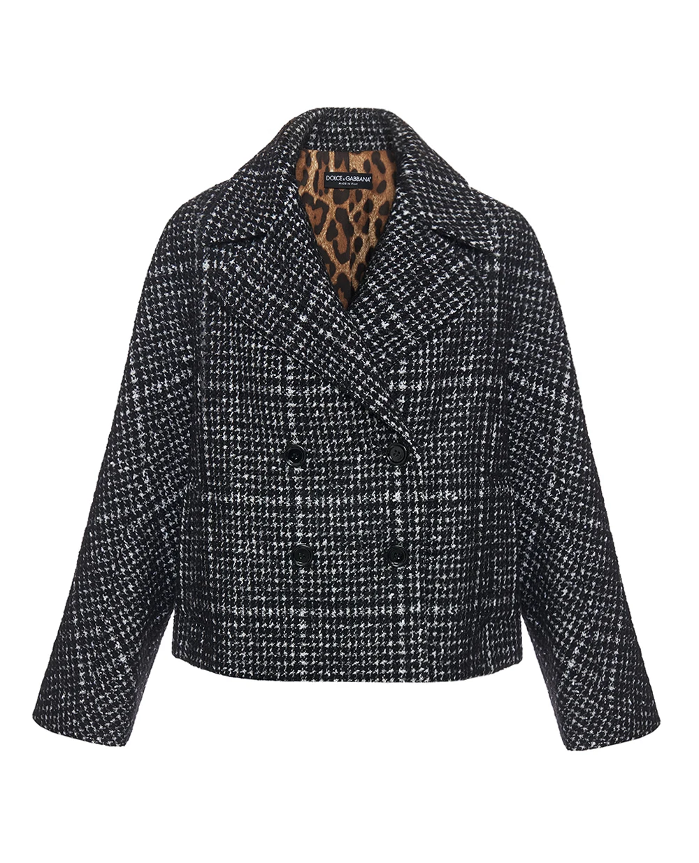 Жакет двубортный из шерсти Dolce&Gabbana F27GDT-FQZAO, черный цвет • Купить в интернет-магазине Kameron