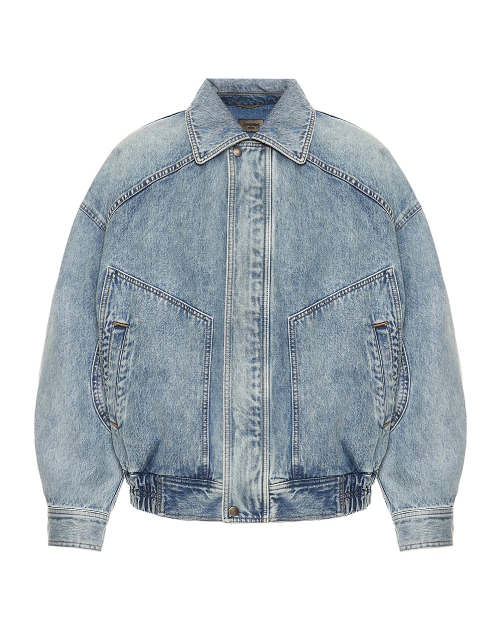 Джинсовая куртка с эффектом потертости Saint Laurent 861642-Y35AQ, светло-синий цвет • Купить в интернет-магазине Kameron