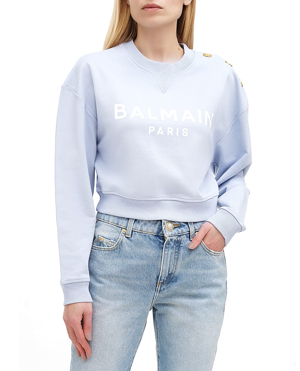 Свитшот Balmain EF1JQ002BB02-S, голубой цвет • Купить в интернет-магазине Kameron