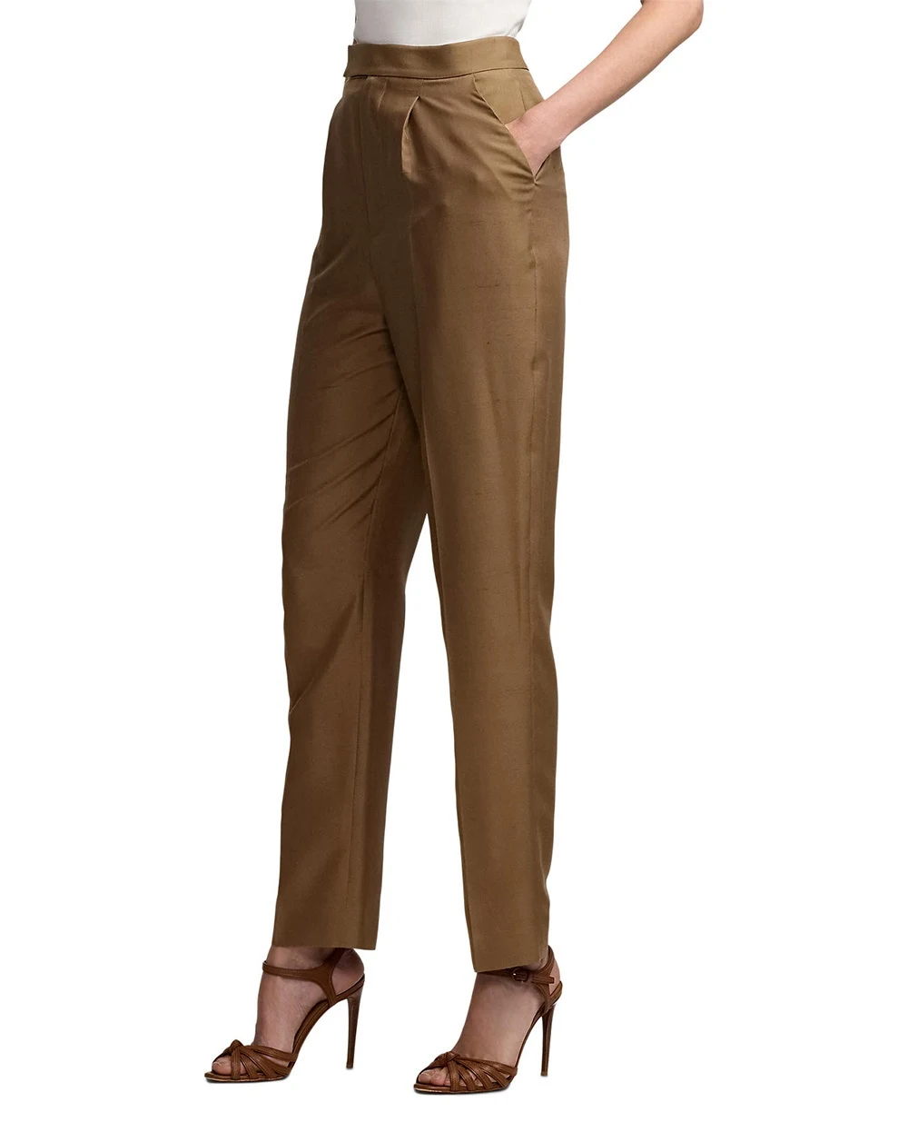 Шелковые брюки Ralph Lauren Collection 290966345001, коричневый цвет • Купить в интернет-магазине Kameron