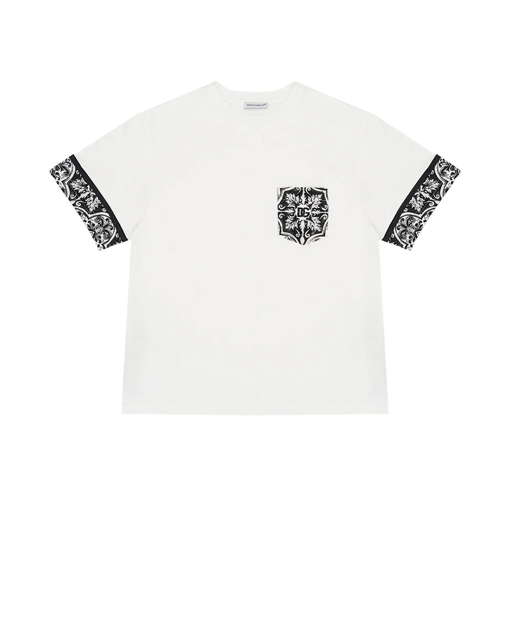 Детская футболка с принтом майолики Dolce&Gabbana Kids L4JTIS-G7O9G-S, белый цвет • Купить в интернет-магазине Kameron