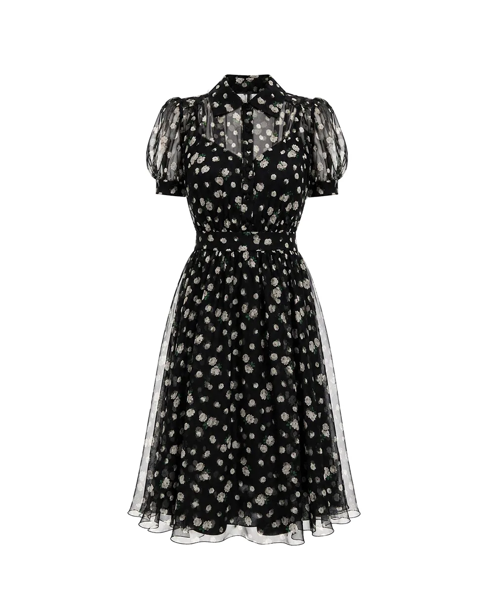 Платье с цветочным принтом из шёлка Dolce&Gabbana F665HT-IS12Q, черный цвет • Купить в интернет-магазине Kameron