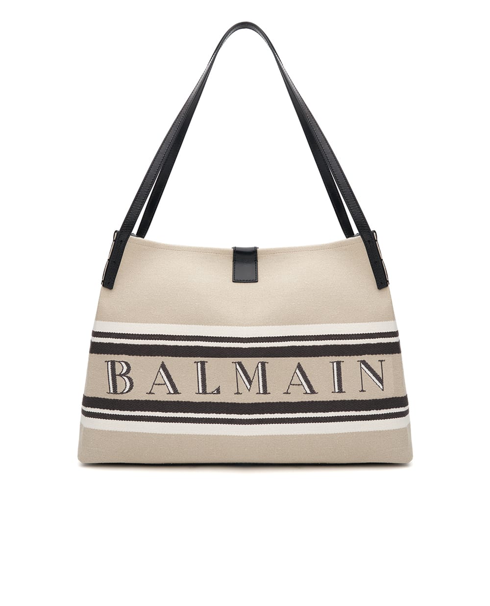 Сумка-шоппер Medium Release из холста и телячьей кожи Balmain GN1FF034TJBR, бежевый цвет • Купить в интернет-магазине Kameron