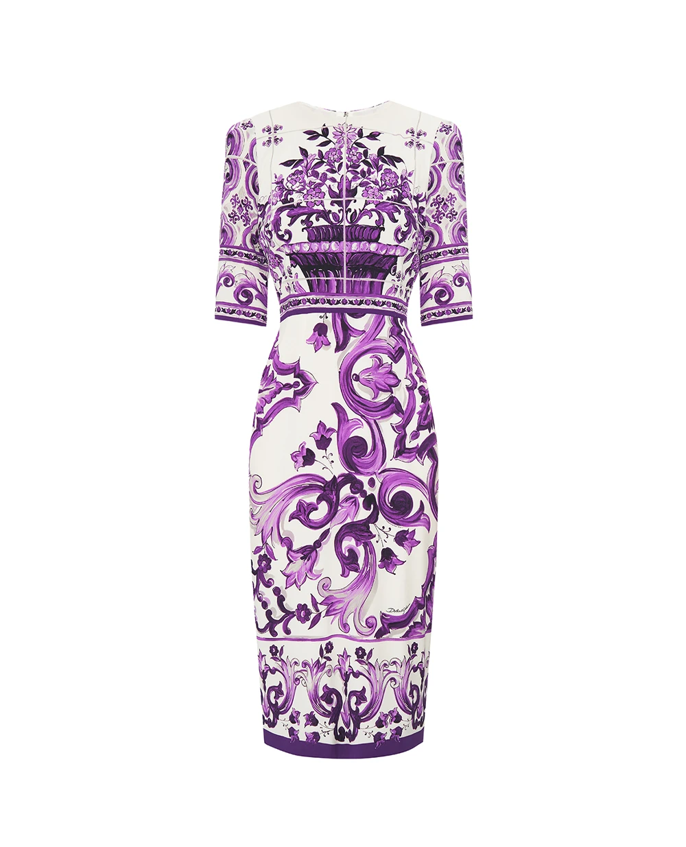 Платье из шелка Dolce&Gabbana F6EAJT-HPAEL, фиолетовый цвет • Купить в интернет-магазине Kameron