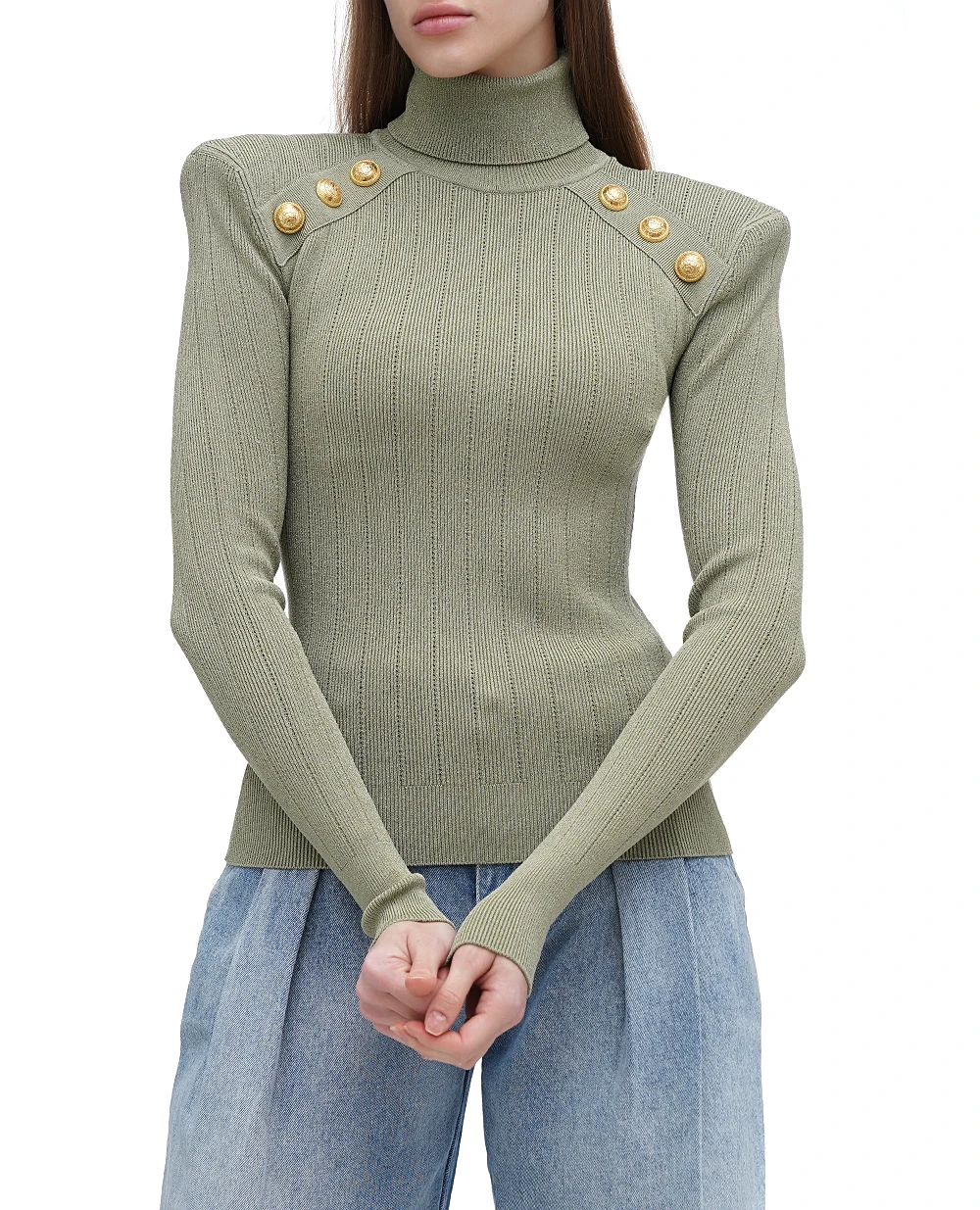 Гольф Balmain DF0KH000KB07, оливковый цвет • Купить в интернет-магазине Kameron