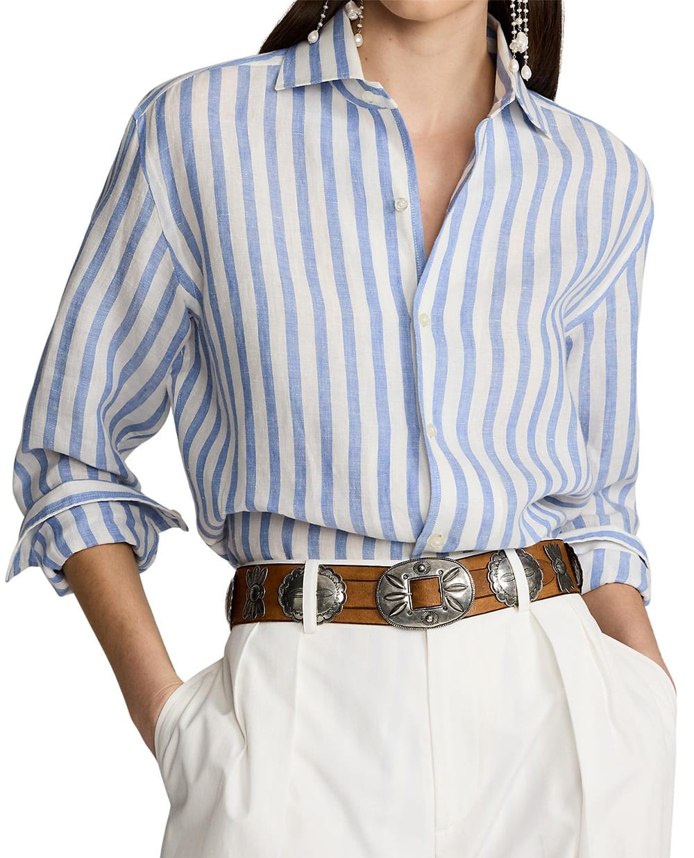 Льняная рубашка Ralph Lauren Collection 290975285001, белый цвет • Купить в интернет-магазине Kameron
