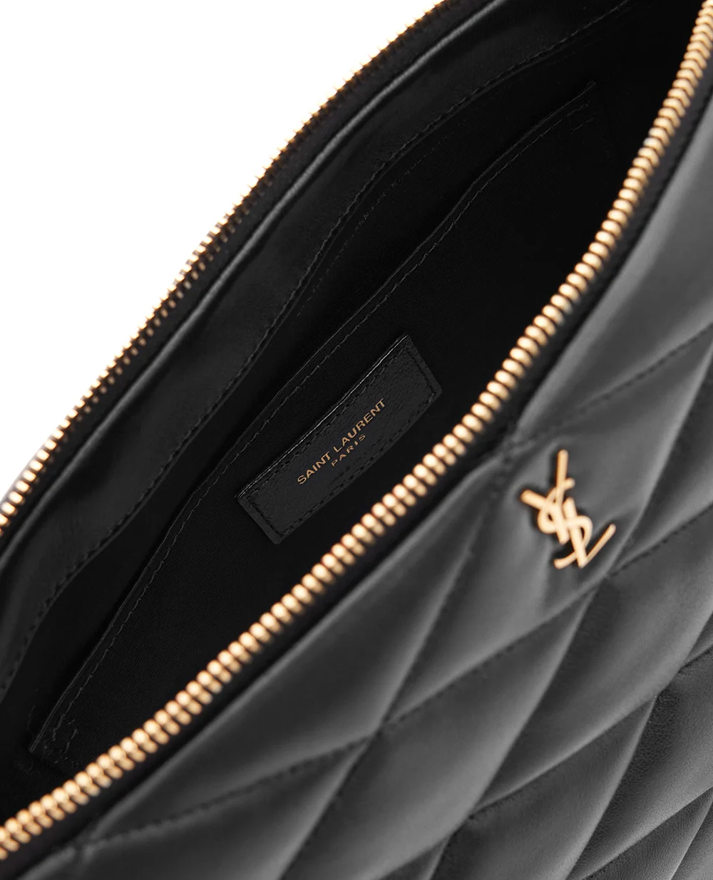 Кожанная стеганная косметичка Saint Laurent 834481-1EL07, черный цвет • Купить в интернет-магазине Kameron