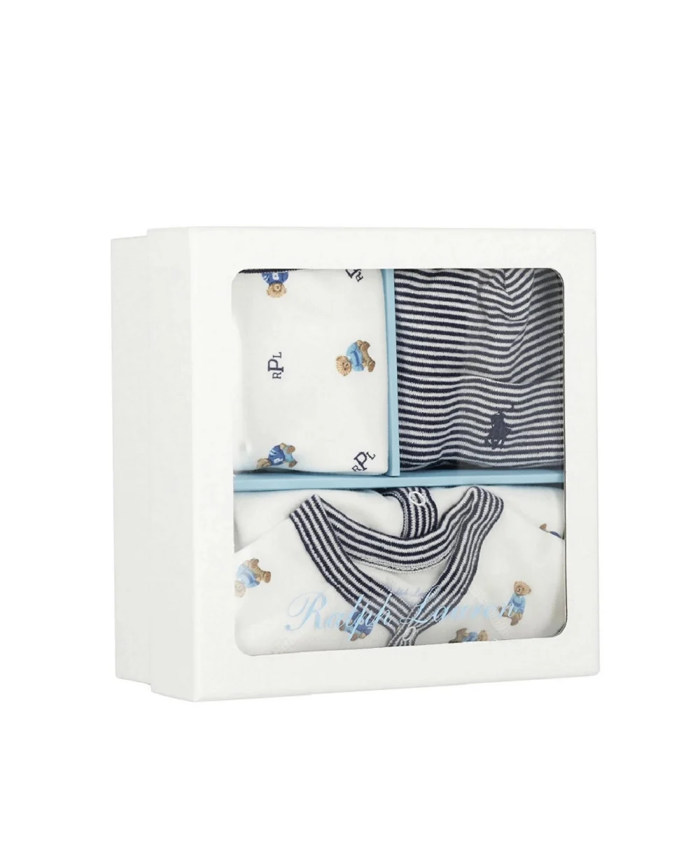Подарунковий набір (чоловічок, шапочка, слинявчик) Polo Ralph Lauren Kids 320945859001, білий колір • Купити в інтернет-магазині Kameron