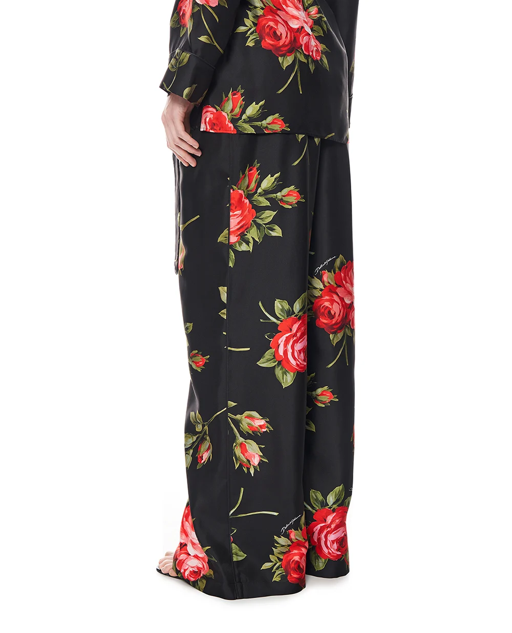 Пижамные брюки из шёлка Dolce&Gabbana FTDIVT-IS11G, черный цвет • Купить в интернет-магазине Kameron