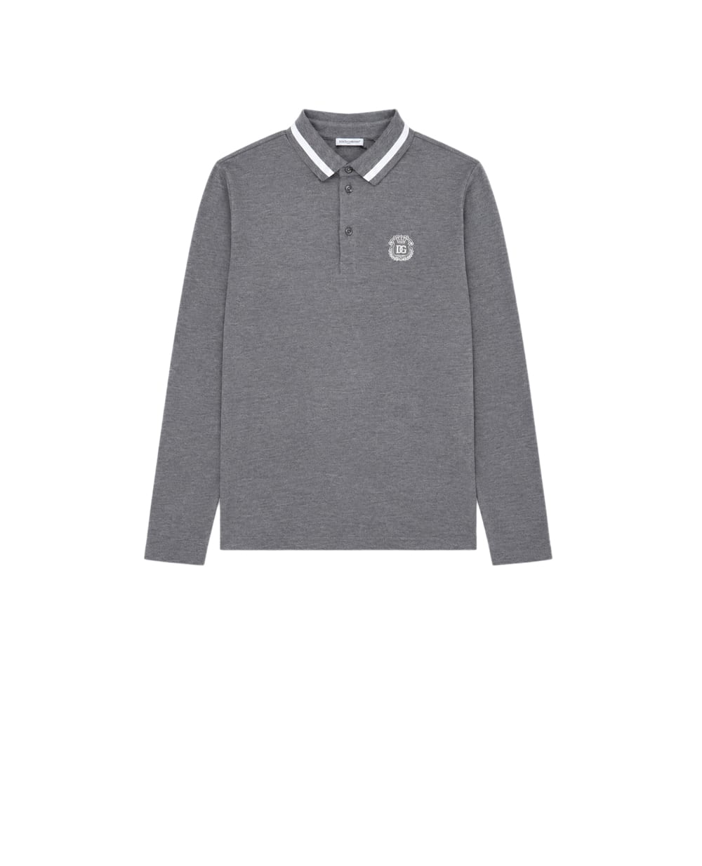 Детское поло с вышивкой логотипа Dolce&Gabbana Kids L4JTKP-G7P6S-B, серый цвет • Купить в интернет-магазине Kameron
