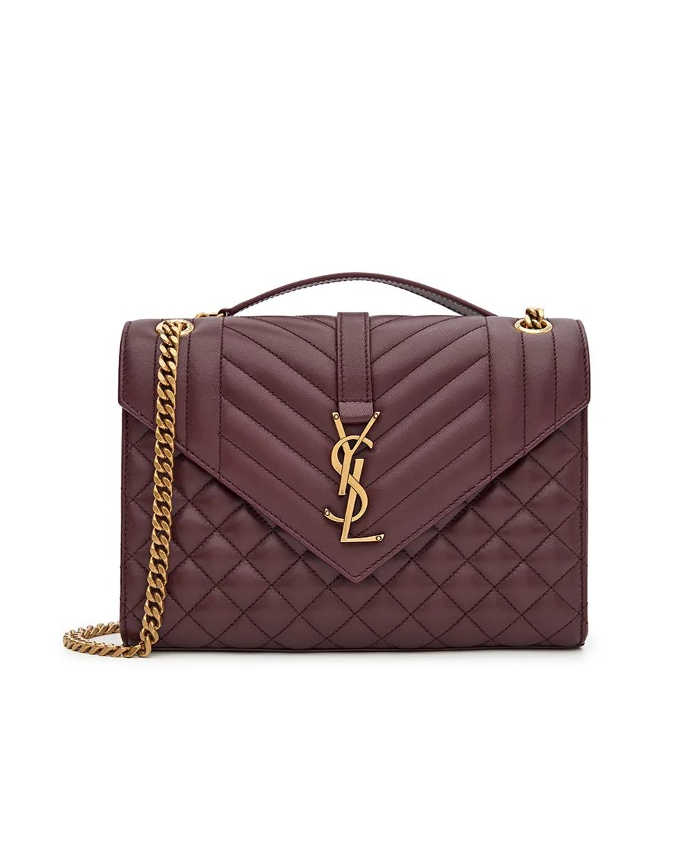 Сумка Envelope Medium із овечої шкіри Saint Laurent 600185-AACT7, бордовий колір • Купити в інтернет-магазині Kameron