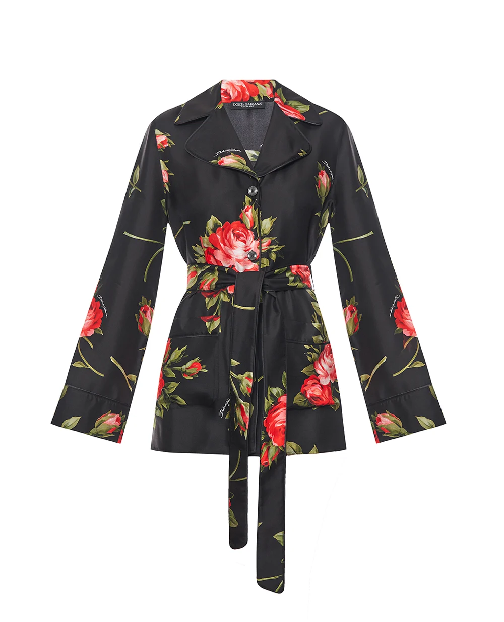 Пижамная рубашка Vanity из шёлка Dolce&Gabbana F5Q03T-IS11G, черный цвет • Купить в интернет-магазине Kameron