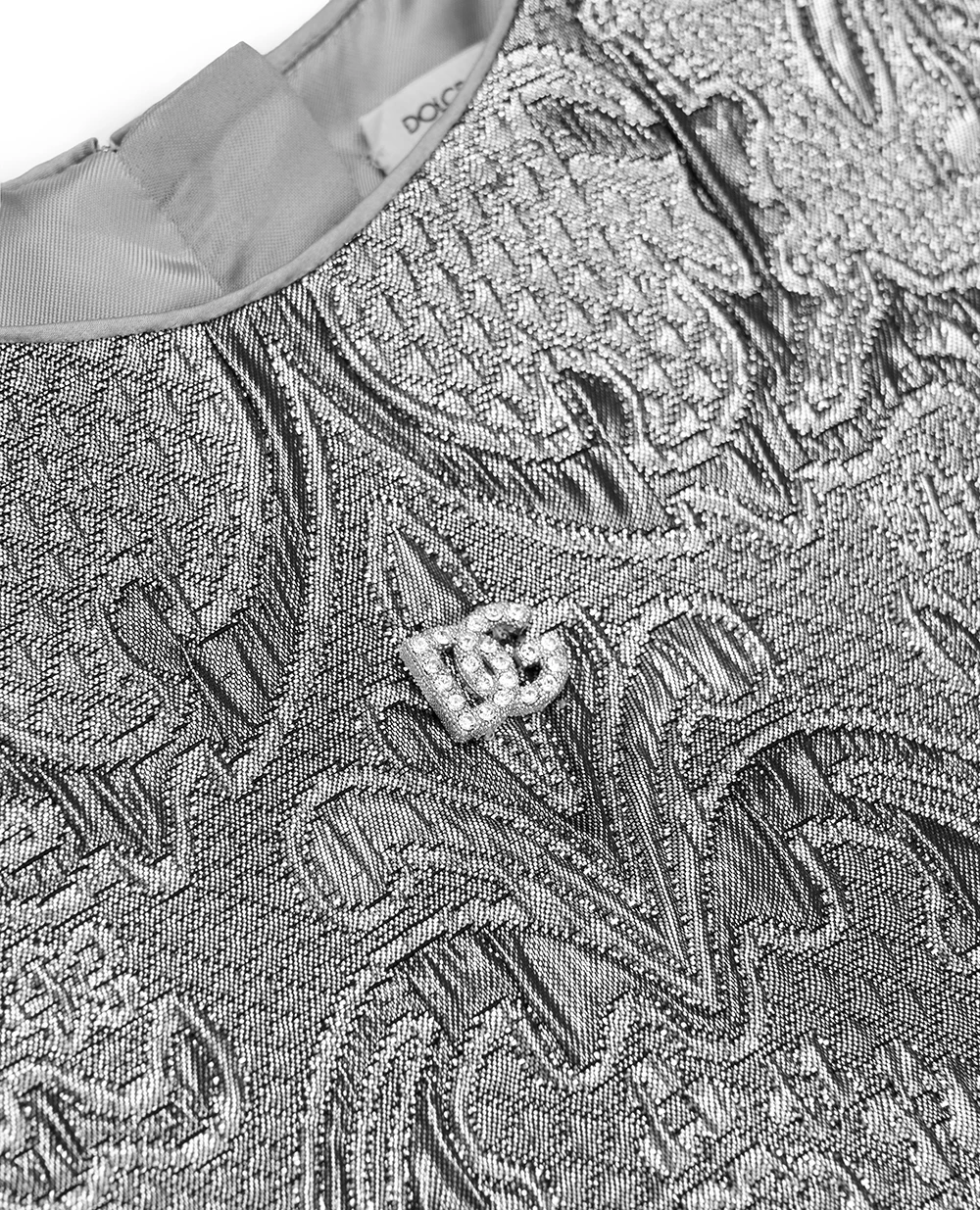 Детское платье из жаккарда Dolce&Gabbana Kids L54DP2-HJMQW-B, серебряный цвет • Купить в интернет-магазине Kameron