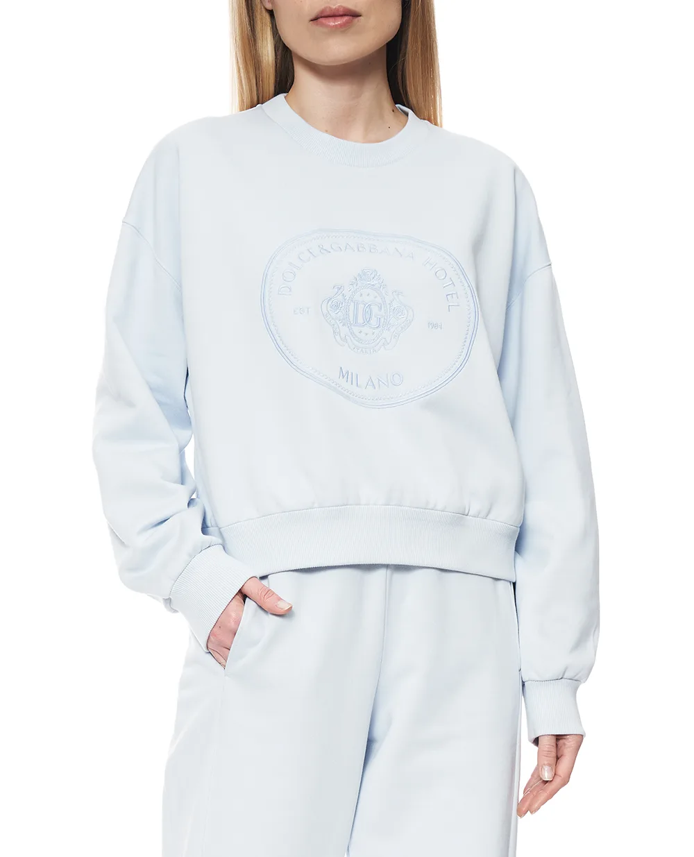 Свитшот с вышивкой (костюм) Dolce&Gabbana F9Q92Z-GDDMO, голубой цвет • Купить в интернет-магазине Kameron