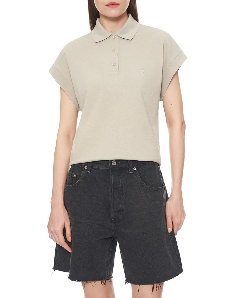 Поло Saint Laurent 824091-Y37HC, бежевый цвет • Купить в интернет-магазине Kameron