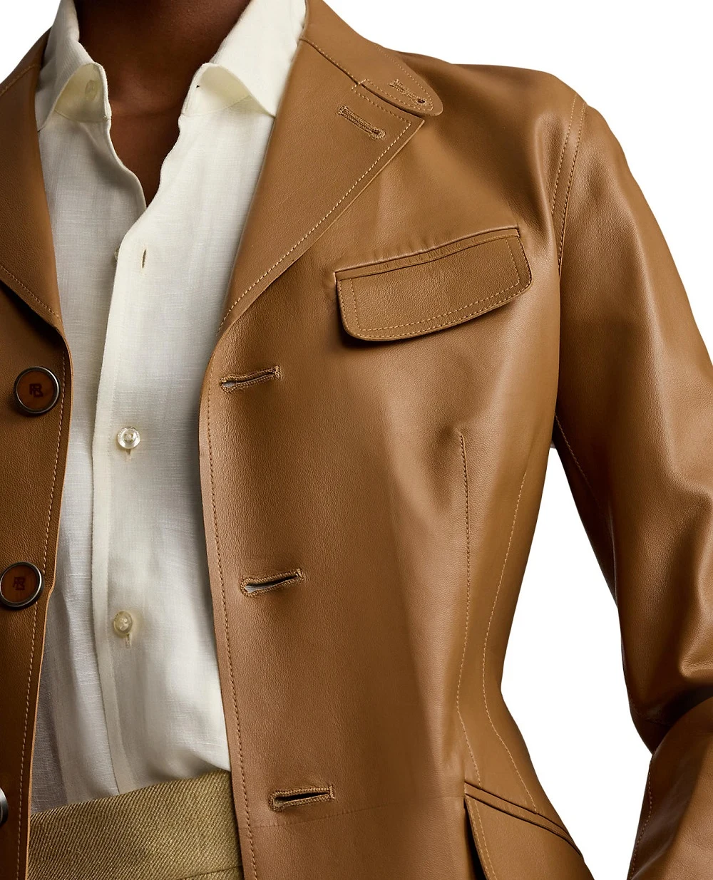 Кожаный жакет Ralph Lauren Collection 290965602001, коричневый цвет • Купить в интернет-магазине Kameron