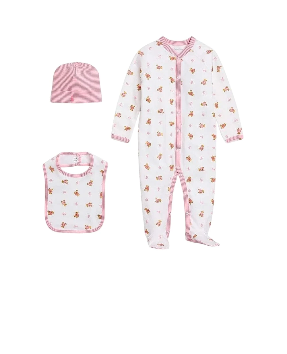 Подарочный набор  (человечек, шапочка, слюнявчик) Polo Ralph Lauren Kids 310945860001, белый цвет • Купить в интернет-магазине Kameron