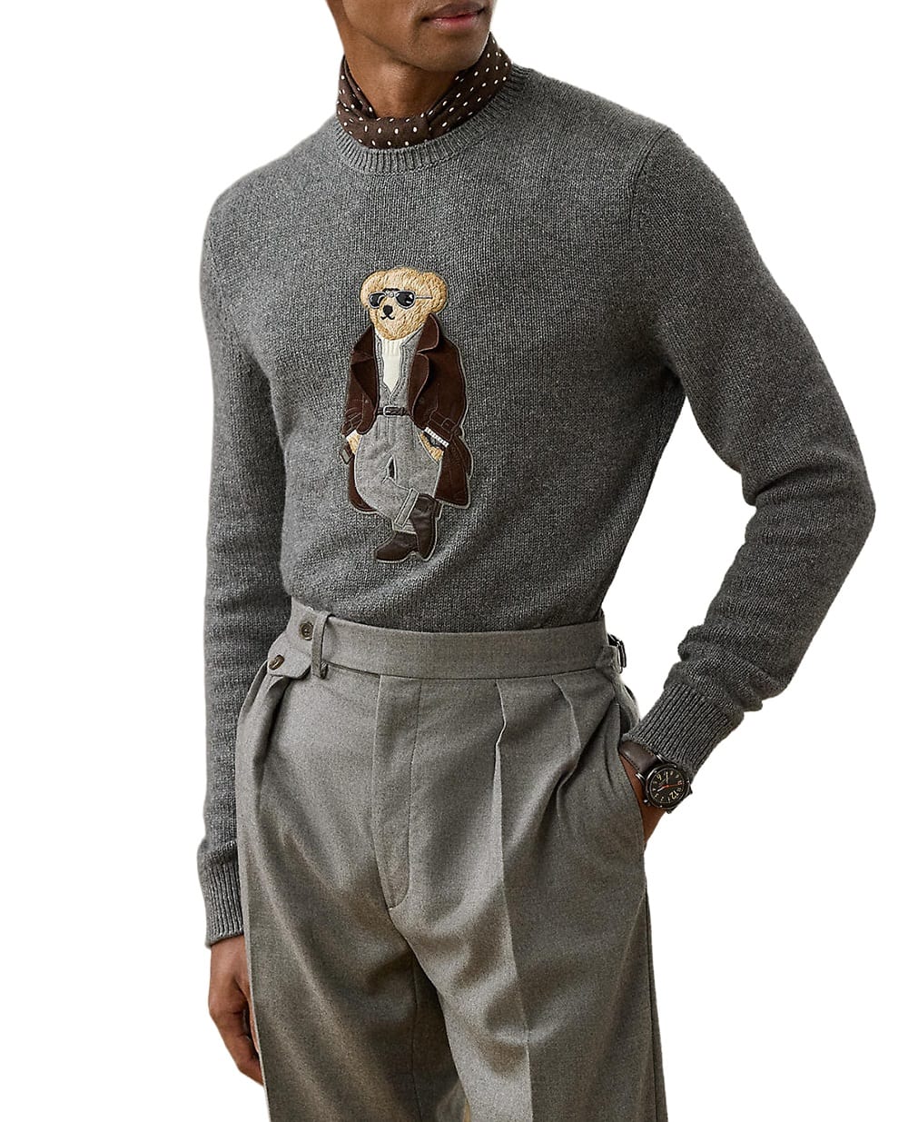 Свитер Polo Bear из кашемира Ralph Lauren Purple Label 790P05453001, серый цвет • Купить в интернет-магазине Kameron