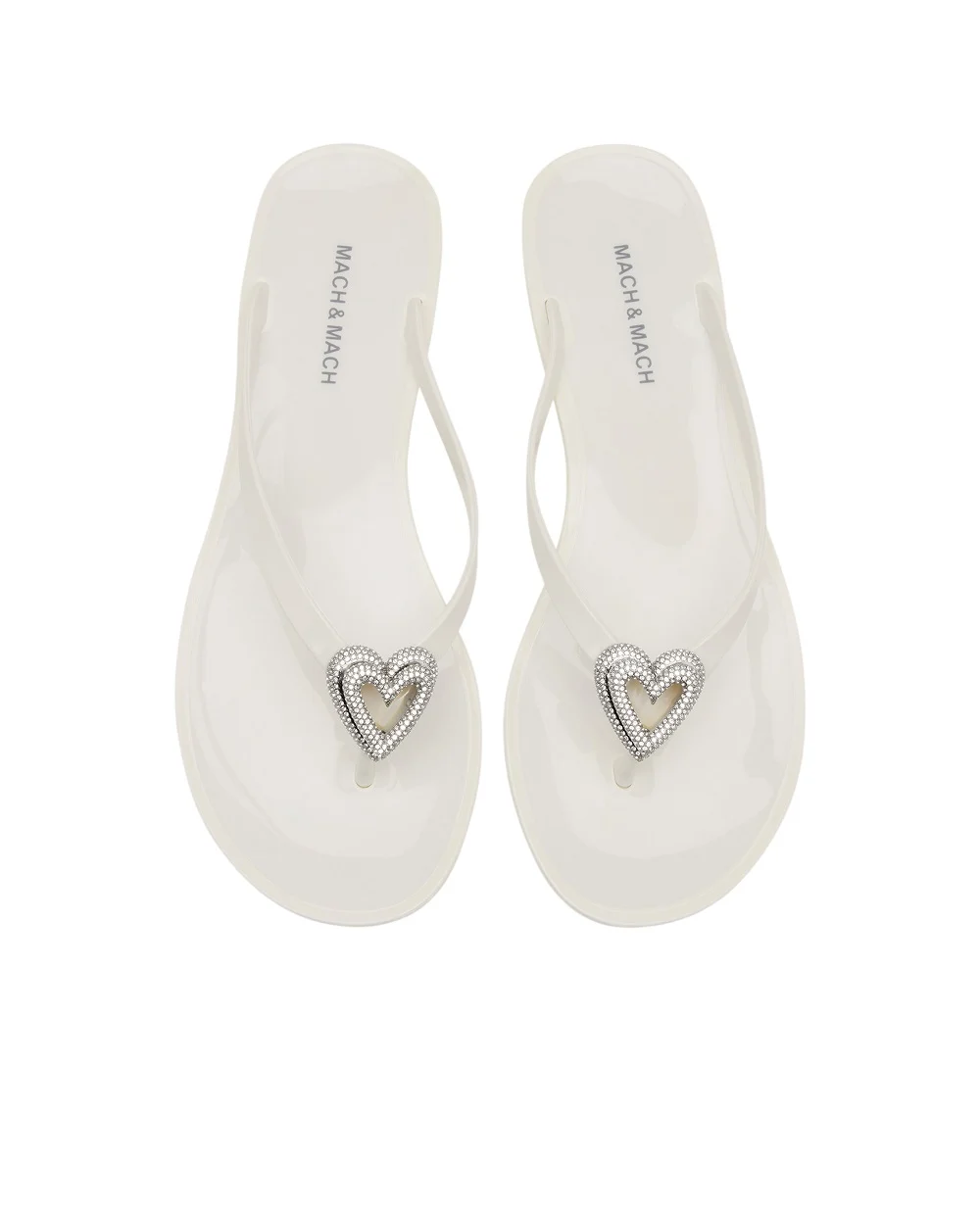 Шльопанці Double Heart Mach&Mach SS26-S0888-05-GUM-WHT, білий колір • Купити в інтернет-магазині Kameron